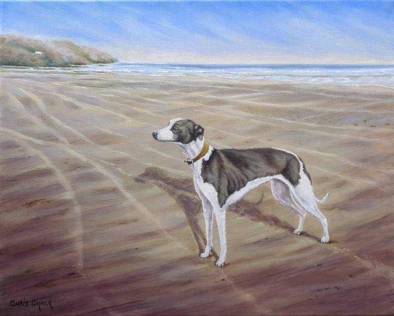 whippet dog painting