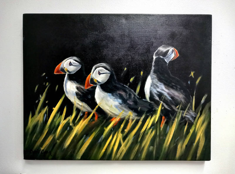 Three Amigos Puffin painting close up