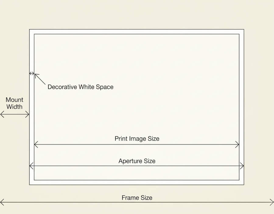 A representation of print dimensions to help customers with their print order